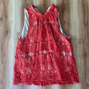 Cropped red lace top